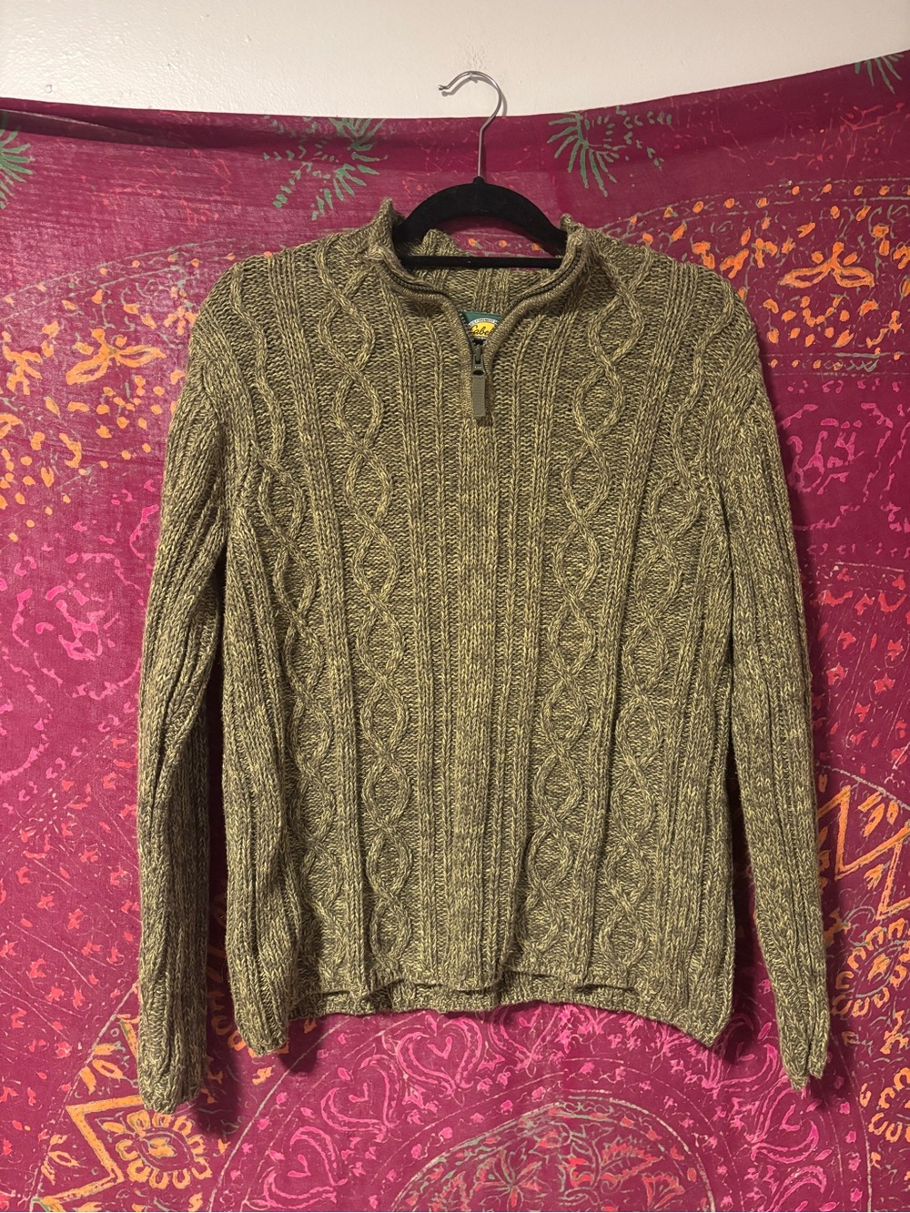 Cabela's Olive Cable-Knit Half-Zip Sweater